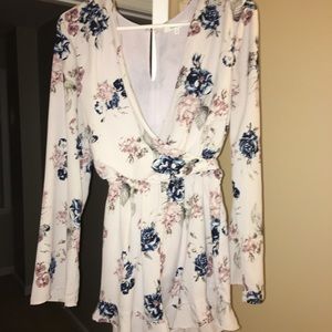 Floral long sleeved romper